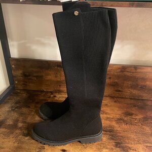 Viral Black Vivaia Round-Toe Stretchy Wool Knee-High Boots (Filipa) in Size US7